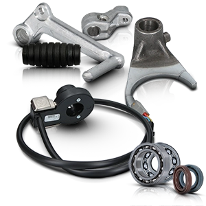 Diverses pièces métalliques pour transmission de moto.